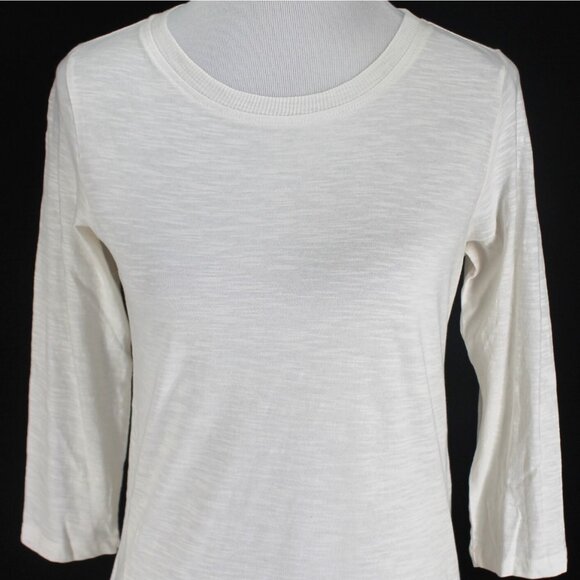 LOGO Lori Goldstein Knit Top Womens Size XS Ivory 3/4 Sleeve Lightweight Tunic - Picture 2 of 7
